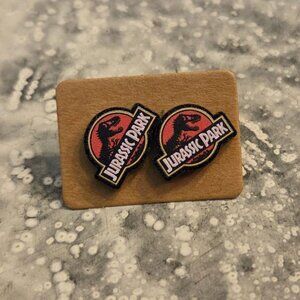 Jurassic Park Red and Black Earrings